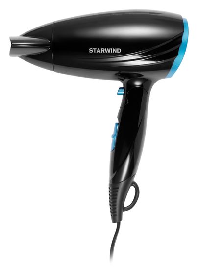 Фен Starwind SHD7066 1600Вт черный/синий складной