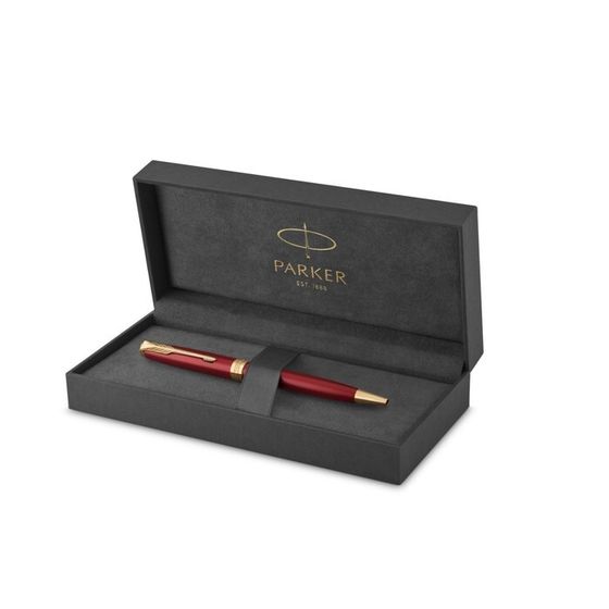 Ручка шариковая Parker Sonnet Core K539 Lacquer Intense Red GT М 1.0 мм, корпус из нержавеющей стали, чёрные чернила