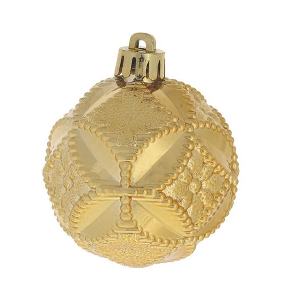 Набор из 6шт Украшение новогоднее Шар &quot;Вензель золотой&quot;, D6 см, L5 W5 H7 см