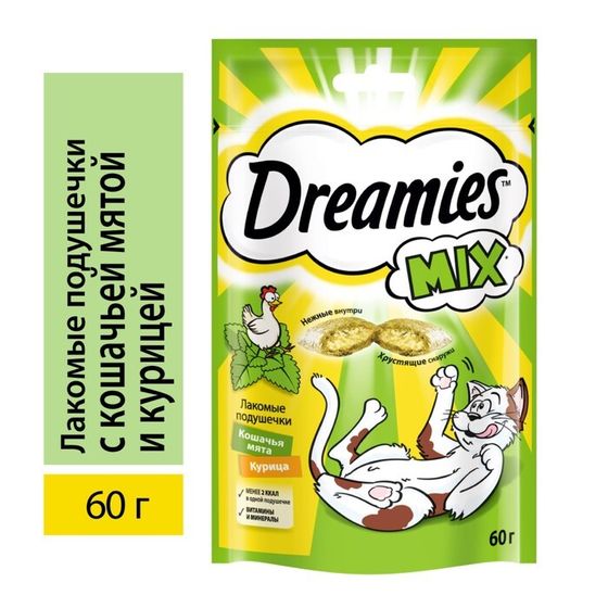 Лакомство Dreamies для кошек, курица и кошачья мята, 60 г