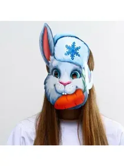 !09 Набор из 3-х масок на резинке:«Кролик с сердечком», 25,3 х 25,3 см., + «Кролик в блестках», 21,1 х 26 см. + «Кролик с морковкой» 30x30 см., 250 гр/кв.м