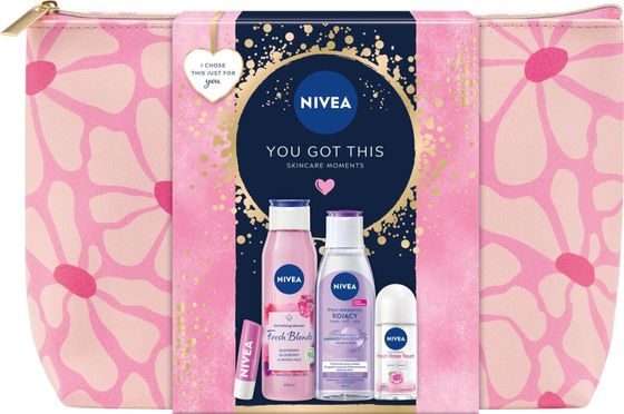 Alkotest NIVEA_SET You got This Rose antyperspirant roll-on 50ml + żel pod prysznic 250ml + pomadka do ust 4,8g + oczyszczająca pianka do twarzy 150ml