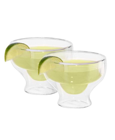 Set of 2, 10oz Margarita Double Wall Insulated Glasses