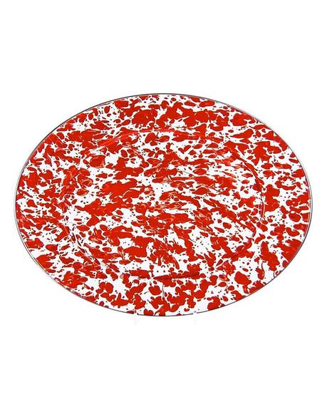 Red Swirl Enamelware Collection 16&quot; x 12&quot; Oval Platter