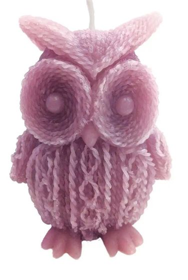 !09 НАБОР 2 ШТУКИ - Свеча вязанная "Сова" 11X7 см.