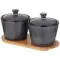 !09 Банка для сыпучих продуктов "Graphite", 2 штуки фарфор, 350 мл, 10х10х7.5 см,с крышкой
