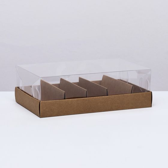 Кондитерская коробка складная под 5 эклеров, крафт, 22×13.5×7 см