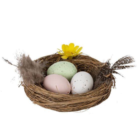 Изделие декоративное "Гнездо пасхальное" (блок 12 шт), L7 W6,5 H2 см, 2в.