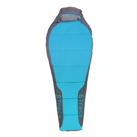 Спальный мешок BTrace Zero, кокон, 2 слоя, размер L, левый, 90х220 см, цвет серый/синий