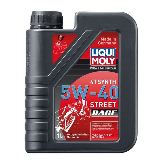 Моторное масло для 4-тактных мотоциклов LiquiMoly Motorbike 4T Synth Street Race 5W-40 SM A3 синтетическое, 1 л (2592)