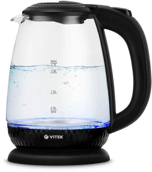 Чайник электрический Vitek VT-7074 1.7л 2200Вт прозрачный/черный