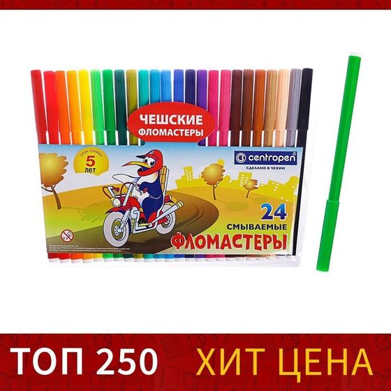 Фломастеры 24 цвета Centropen 7790 &quot;Пингвины&quot; пластиковый конверт, линия 1.0 мм