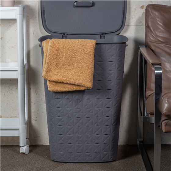 Корзина для белья SOFTEX тёмно-серая 56л