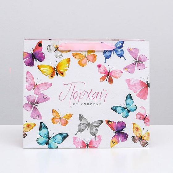 !09 Пакет ламинированный (набор 2 штуки) горизонтальный «Порхай от счастья», 27 × 23 × 11,5 см