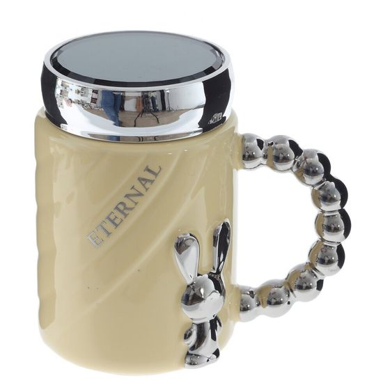 Кружка с крышкой, L6,8 W6,8 H12,5 см, дизайн микс