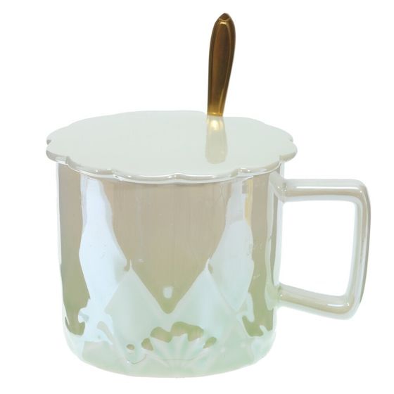 Кружка с крышкой, 420 мл, L13 W10 H9 см, цвет микс