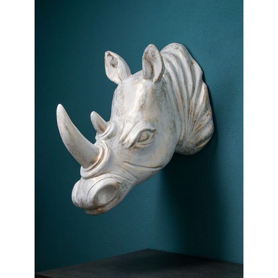 Фигура «Голова носорога», полистоун, 71 см, цвет белый