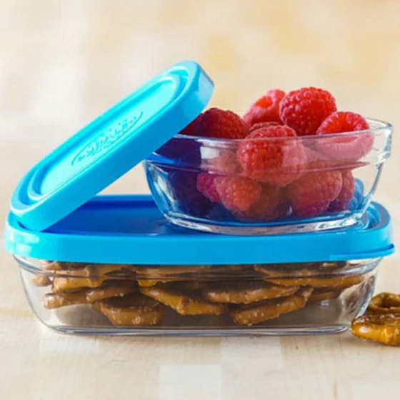 Набор контейнеров FRESHBOX 3пр прямоугольные с голубыми крышками