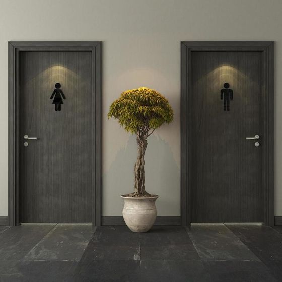Наклейки на дверь в туалет WC &quot;М и Ж&quot;, интерьерные, зеркальные, декор на стену