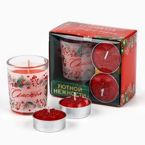 !09 Подарочный набор новогодних свечей «Счастья», 11×5.6×9.8 см