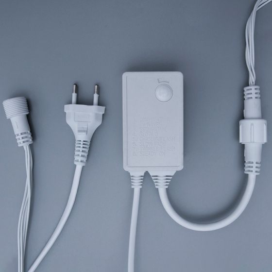 !09 Гирлянда «Водопад» 2 × 1.5 м, IP44, УМС, прозрачная нить, 400 LED, свечение белое, 8 режимов, 220 В