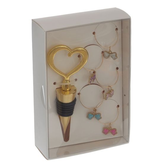 Набор: пробка для бутылки и декор для бокалов, L9 W3 H14 см