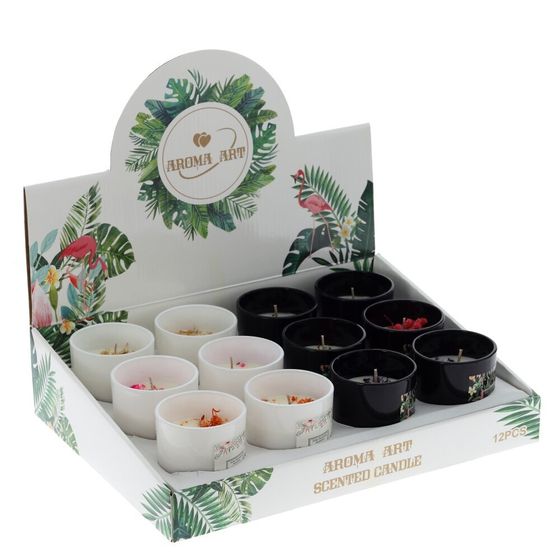 Свеча ароматическая (блок микс 12шт), L7 W7 H8 см, 2в.