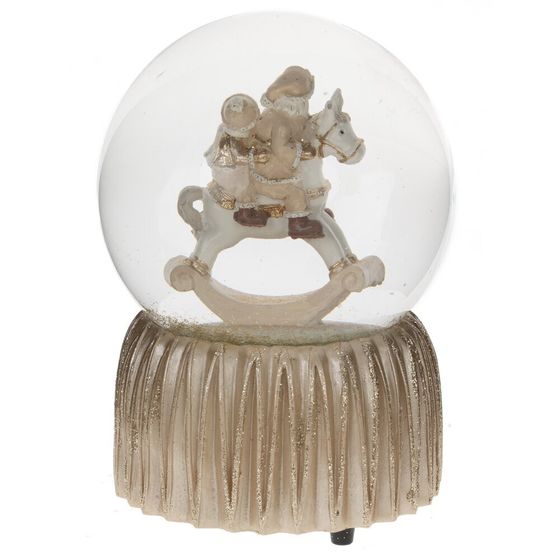 Фигурка декор в стекл шаре &quot;Дед Мороз на лошадке&quot; (муз с ключ), D 9 см, L9,5 W9,5 H14 см