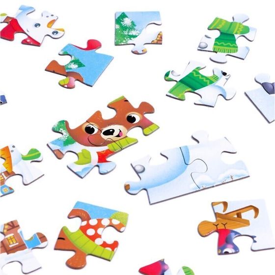 Пазл «Новогодние развлечения», большая подарочная коробка, 24 элемента (2 штуки)