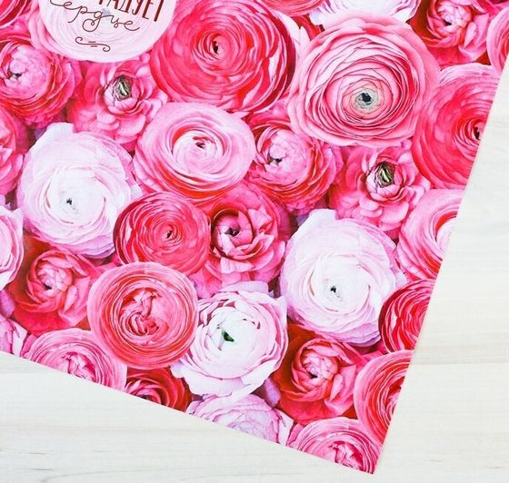 !09 Бумага упаковочная (набор 4 листа) глянцевая «Яркие цветы», 70 × 100 см.