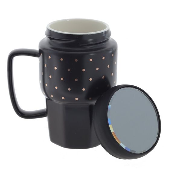 Кружка с крышкой, 450 мл, L11,5 W8 H13,5 см, дизайн микс