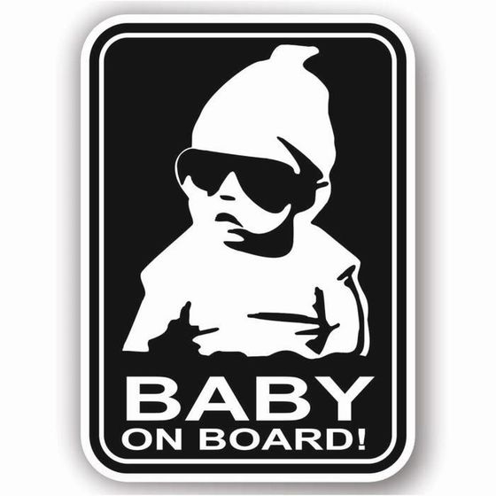 Наклейка &quot;Baby on board черные очки&quot;, черный фон, 10 х 15 см