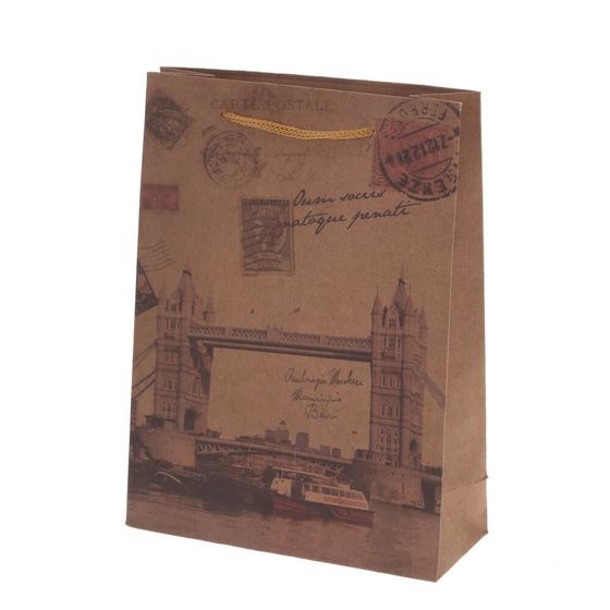 Пакет подарочный (бумага 210г/м2, блок 12шт), L15 W6 H20 см, 4в.