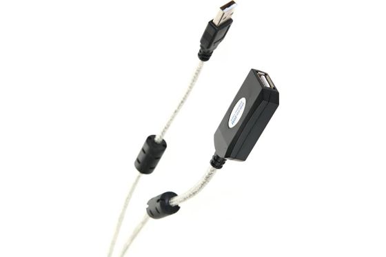 Кабель-адаптер Aopen USB2.0 А(m)-USB А(f) 20м серебро/черный (ACU823-20M)