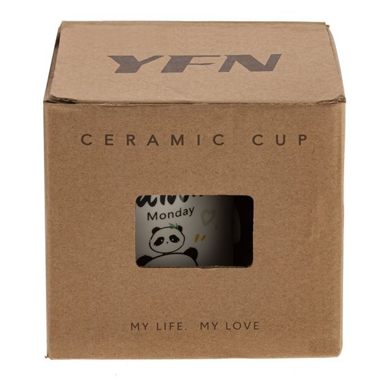 Кружка с крышкой и ложкой, 430 мл, L8,5 W8,5 H9,8 см, дизайн микс