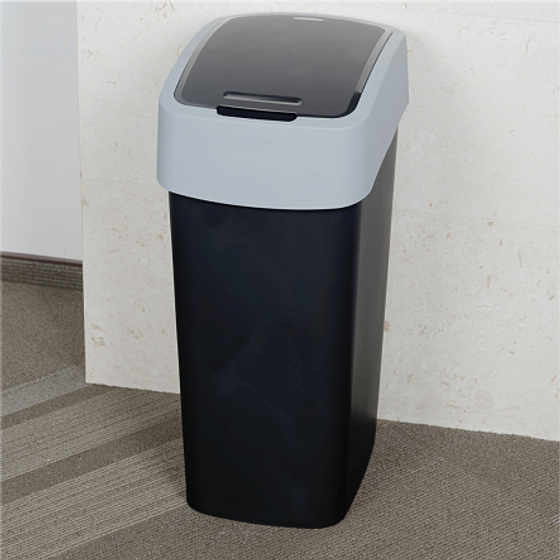 Контейнер для мусора FLIP BIN черный/серый 45л