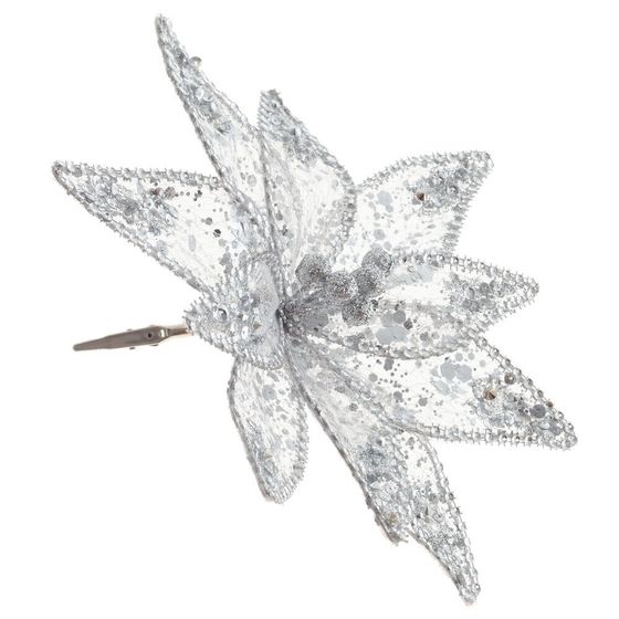 Цветок исскуственный &quot;Пуансеттия&quot; (на клипсе), L24 W24 H12 см