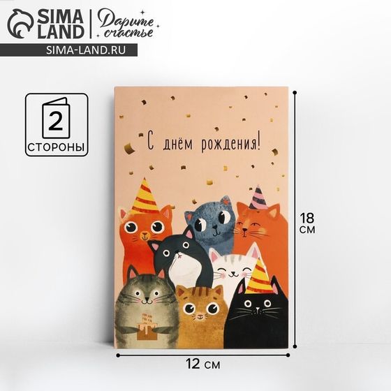 Открытка средняя «Компания», коты, 12×18 см