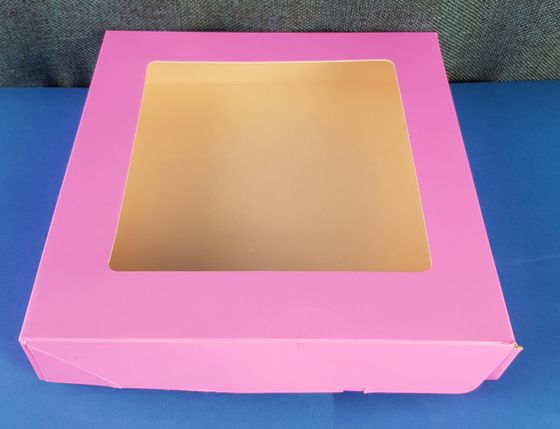 !Набор 5 штук - Коробка картонная, с окном, розовая 21 х 21 х 3 см