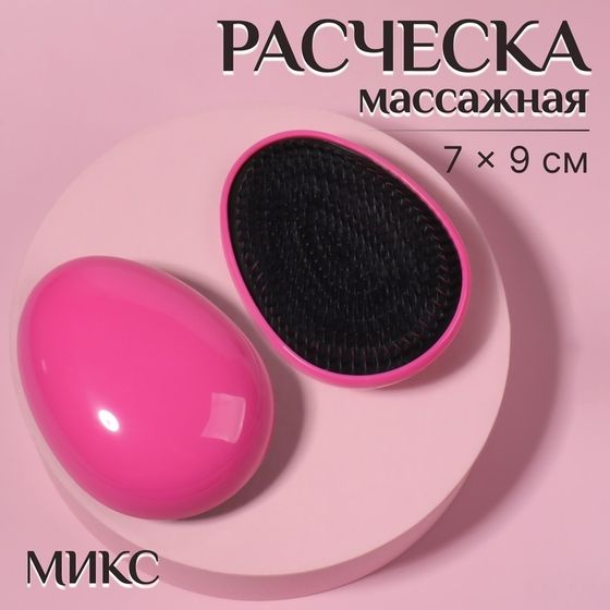 Расчёска массажная, 7 × 9 см, PVC коробка, цвет МИКС