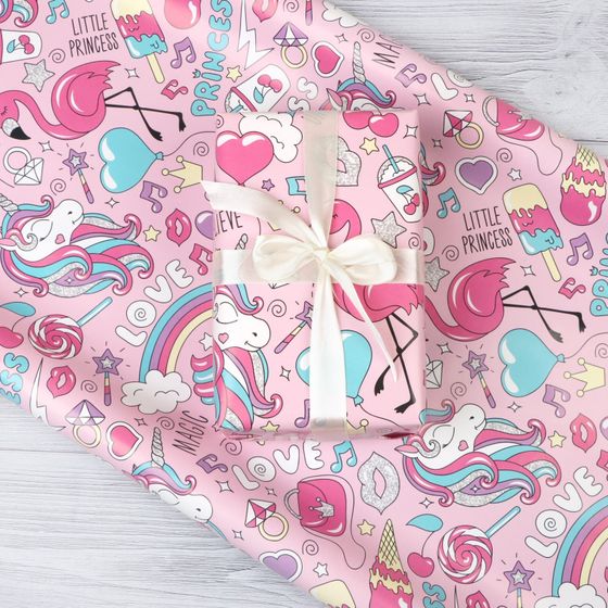 !Набор упаковочной бумаги (2 листа) глянцевая "Нежность" 50 × 70 см.