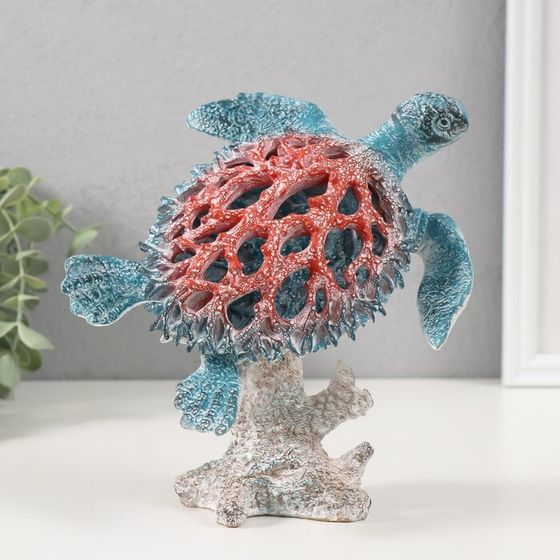 Фигурка полистоун «Коралловый риф. Черепаха на подставке», 17.5×11×19 см