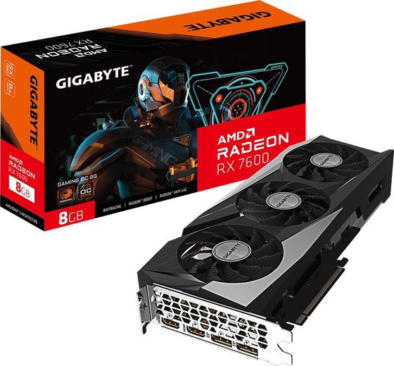 Видеокарта Gigabyte PCI-E 4.0 RX7600 8Gb GV-R76GAMING OC-8GD GDDR6 128bit 2355/18000 2xHDMI 2xDP RTL
