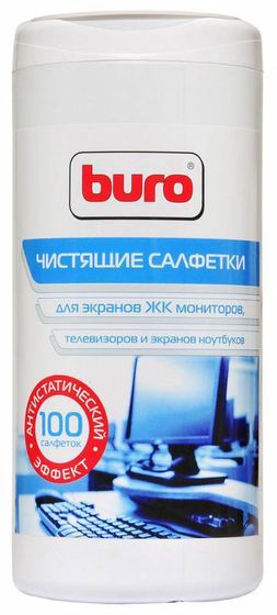 Салфетки Buro BU-Tscreen для экранов мониторов/плазменных/ЖК телевизоров/ноутбуков туба 100шт влажных