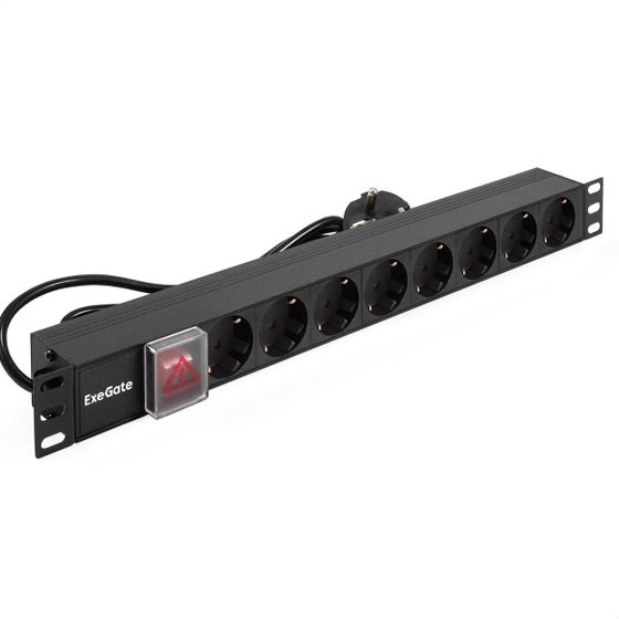 Блок розеток ExeGate ServerPro PDU-19H805 Al-8S-EU3-SW 8роз 3м черный (EX280844RUS)