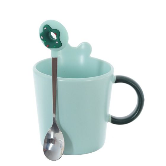 Кружка с ложкой, 350 мл, L12 W9,5 H11 см, дизайн микс