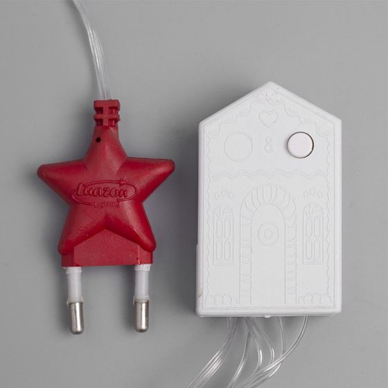 !09 Гирлянда «Занавес» 2.5 x 0.65 м с насадками «Капли», IP20, прозрачная нить, 50 LED, свечение белое, 8 режимов, 220 В