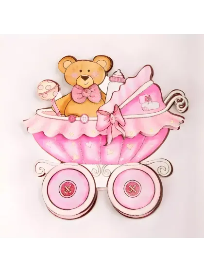 !09 Набор из 3-х декоративных наклеек "Коляска": Наклейка декоративная самоклеющаяся, 35,5 х 25 см., цвет Голубой + Розовый