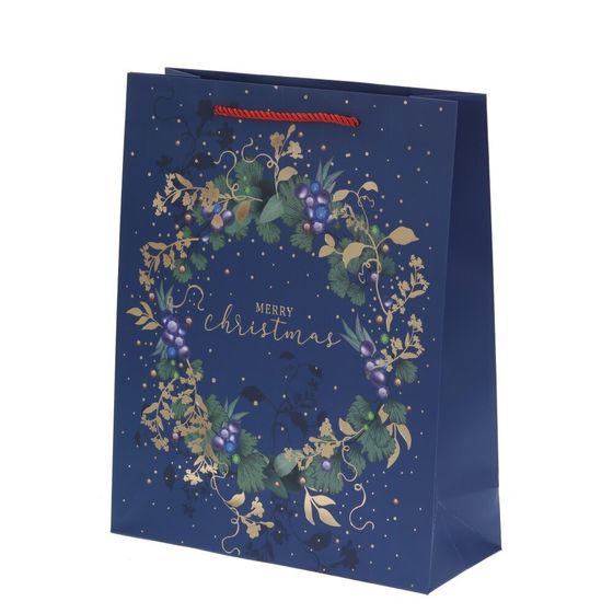 Пакет подарочный (бумага 210г/м2, блок 12шт), L32 W10 H26 см, 4в.