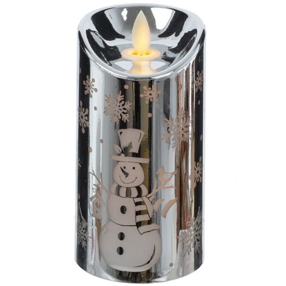 Изделие декор Свеча &quot;Серебряный снеговик&quot; (подсвет, AAAх3 н/п) L7,5 W7,5 H14,5 см